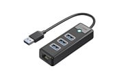 USB Hub - ORICO PW3UR25-U3 USB Hub 4-Port 3x USB-A 3.0 1x RJ45 2.5G Ethernet 0.5m - Black USB Hub - USB 3.0 - 4 porte - Svart - PW3UR25-U3-05-BK-EP