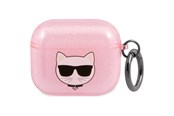 Andra mobiltillbehör - Karl Lagerfeld Glitter Choupette Case for AirPods 3 - Pink - 3666339009182