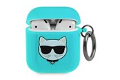 Andra mobiltillbehör - Karl Lagerfeld Choupette Case for AirPods 1/2 - Blue - 3666339009250