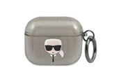 Andra mobiltillbehör - Karl Lagerfeld Glitter Karl's Head Case for AirPods 3 - Black - 3666339030278