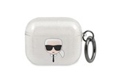 Andra mobiltillbehör - Karl Lagerfeld Glitter Karl's Head case for AirPods 3 - silver - 3666339030308