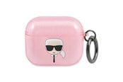 Andra mobiltillbehör - Karl Lagerfeld Glitter Karl's Head Case for AirPods 3 - Pink - 3666339030339