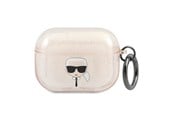 Andra mobiltillbehör - Karl Lagerfeld Glitter Karl's Head Case for AirPods Pro - Gold - 3666339030353