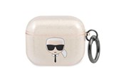 Andra mobiltillbehör - Karl Lagerfeld Glitter Karl's Head Case for AirPods 3 - Gold - 3666339030360