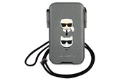 Mobile - Covers & Cases - Karl Lagerfeld Saffiano Ikonik Karl&Choupette Head 6.1'' Handbag - Gray - 3666339030773