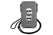 Mobile - Covers & Cases - Karl Lagerfeld Saffiano Ikonik Karl&Choupette Head 6.7'' Handbag - Gray - 3666339030780