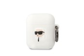 Andra mobiltillbehör - Karl Lagerfeld KLA2RUNIKH AirPods 1/2 cover white/white Silicone Karl Head 3D - 3666339087838
