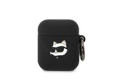 Andra mobiltillbehör - Karl Lagerfeld KLA2RUNCHK AirPods 1/2 cover black/black Silicone Choupette Head 3D - 3666339087890