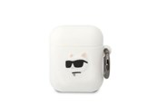 Andra mobiltillbehör - Karl Lagerfeld KLA2RUNCHH AirPods 1/2 cover white/white Silicone Choupette Head 3D - 3666339087920