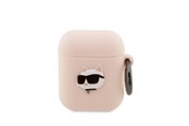 Andra mobiltillbehör - Karl Lagerfeld KLA2RUNCHP AirPods 1/2 cover pink/pink Silicone Choupette Head 3D - 3666339087951