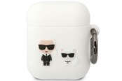 Andra mobiltillbehör - Karl Lagerfeld KLACA2SILKCW AirPods 1/2 cover white/white Silicone Karl & Choupette - 3666339088194