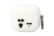 Andra mobiltillbehör - Karl Lagerfeld KLACA3SILKCW AirPods 3 cover white/white Silicone Karl & Choupette - 3666339088217
