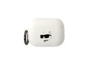 Andra mobiltillbehör - Karl Lagerfeld KLAP2RUNCHH AirPods Pro 2 cover white/white Silicone Choupette Head 3D - 3666339099275