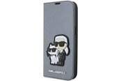 Mobile - Covers & Cases - Karl Lagerfeld KLBKP14XSANKCPG iPhone 14 Pro Max 6.7" bookcase silver/silver Saffiano Karl & Choupette - 3666339122850