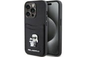 Mobile - Covers & Cases - Karl Lagerfeld Saffiano Cardslot Karl&Choupette Metal Pin case for iPhone 15 Pro - black - 3666339165536