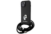 Mobile - Covers & Cases - Karl Lagerfeld Crossbody Saffiano Metal Pin Karl & Choupette case for iPhone 15 - black - 3666339165758