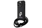 Mobile - Covers & Cases - Karl Lagerfeld Crossbody Saffiano Metal Pin Karl & Choupette case for iPhone 15 Pro - black - 3666339165772