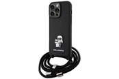 Mobile - Covers & Cases - Karl Lagerfeld Crossbody Saffiano Metal Pin Karl & Choupette Case for iPhone 15 Pro Max - Black - 3666339165789