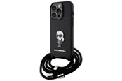 Mobile - Covers & Cases - Karl Lagerfeld Crossbody Saffiano Monogram Metal Pin Karl & Choupette Case for iPhone 15 Pro - Black - 3666339165895
