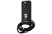 Mobile - Covers & Cases - Karl Lagerfeld Crossbody Saffiano Monogram Metal Pin Karl & Choupette Case for iPhone 15 Pro Max - Black - 3666339165901