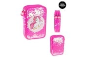 Skoltillbehör - Tinka DOUBLE PENCIL CASE UNICORN WITH SEQUINS - 8-804214
