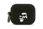 Andra mobiltillbehör - Karl Lagerfeld Silicone Karl & Chaupette Head 3D Case for AirPods Pro 3 - Black - 3666339574680