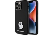 Mobile - Covers & Cases - Karl Lagerfeld Silicone Choupette Metal Pin case for iPhone 15 Pro Max - black - 3666339166380