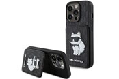 Mobile - Covers & Cases - Karl Lagerfeld Saffiano Cardslots and Stand Monogram Choupette Case for iPhone 15 Pro Max - Black - 3666339169626