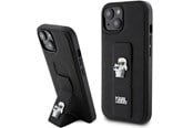 Mobile - Covers & Cases - Karl Lagerfeld Gripstand Saffiano Karl&Choupette Pins case for iPhone 15 - black - 3666339206871