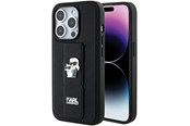 Mobile - Covers & Cases - Karl Lagerfeld Gripstand Saffiano Karl&Choupette Pins case for iPhone 15 Pro - black - 3666339206895