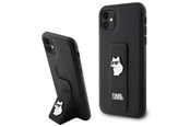 Mobile - Covers & Cases - Karl Lagerfeld Gripstand Saffiano Choupette Pins Case for iPhone 11 / Xr - Black - 3666339207335