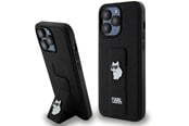 Mobile - Covers & Cases - Karl Lagerfeld Gripstand Saffiano Choupette Pins case for iPhone 13 Pro Max - black - 3666339207380