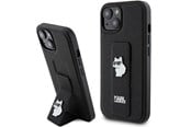 Mobile - Covers & Cases - Karl Lagerfeld Gripstand Saffiano Choupette Pins case for iPhone 15 - black - 3666339207434