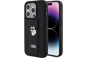 Mobile - Covers & Cases - Karl Lagerfeld Gripstand Saffiano Choupette Pins case for iPhone 15 Pro - black - 3666339207458