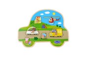 Pusselspel - Peppa Pig - Wooden Peg Puzzle - Transport - 8981