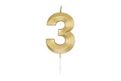Leksaker - Globos Cake Candle 6cm Metallic Gold no. 3 - 1013