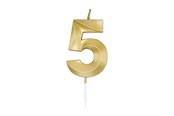 Leksaker - Globos Cake Candle 6cm Metallic Gold no. 5 - 1015