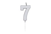 Leksaker - Globos Cake Candle 4.5cm Metallic Silver no. 7 - 1087