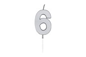 Leksaker - Globos Cake candle 4.5cm Metallic Silver no. 6 - 1086
