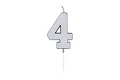 Leksaker - Globos Cake Candle 4.5cm Metallic Silver no. 4 - 1084