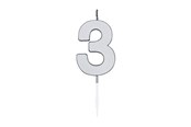 Leksaker - Globos Cake Candle 4.5cm Metallic Silver no. 3 - 1083