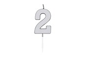 Leksaker - Globos Cake Candle 4.5cm Metallic Silver no. 2 - 1082