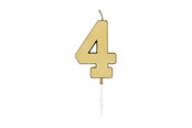 Leksaker - Globos Cake Candle 4.5cm Metallic Gold no. 4 - 1074