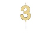 Leksaker - Globos Cake candle 4.5cm Metallic Gold no. 3 - 1073