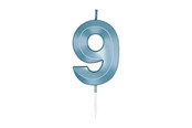 Leksaker - Globos Cake Candle 6cm Metallic Light Blue no. 9 - 1059