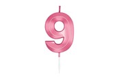 Leksaker - Globos Cake Candle 6cm Metallic Light Pink no. 9 - 1049