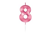 Leksaker - Globos Cake Candle 6cm Metallic Light Pink no. 8 - 1048
