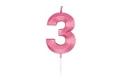 Leksaker - Globos Cake Candle 6cm Metallic Light Pink no. 3 - 1043