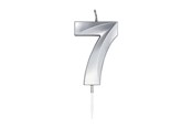 Leksaker - Globos Cake Candle 6cm Metallic Silver no.7 - 1027