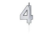 Leksaker - Globos Cake Candle 6cm Metallic Silver no.4 - 1024